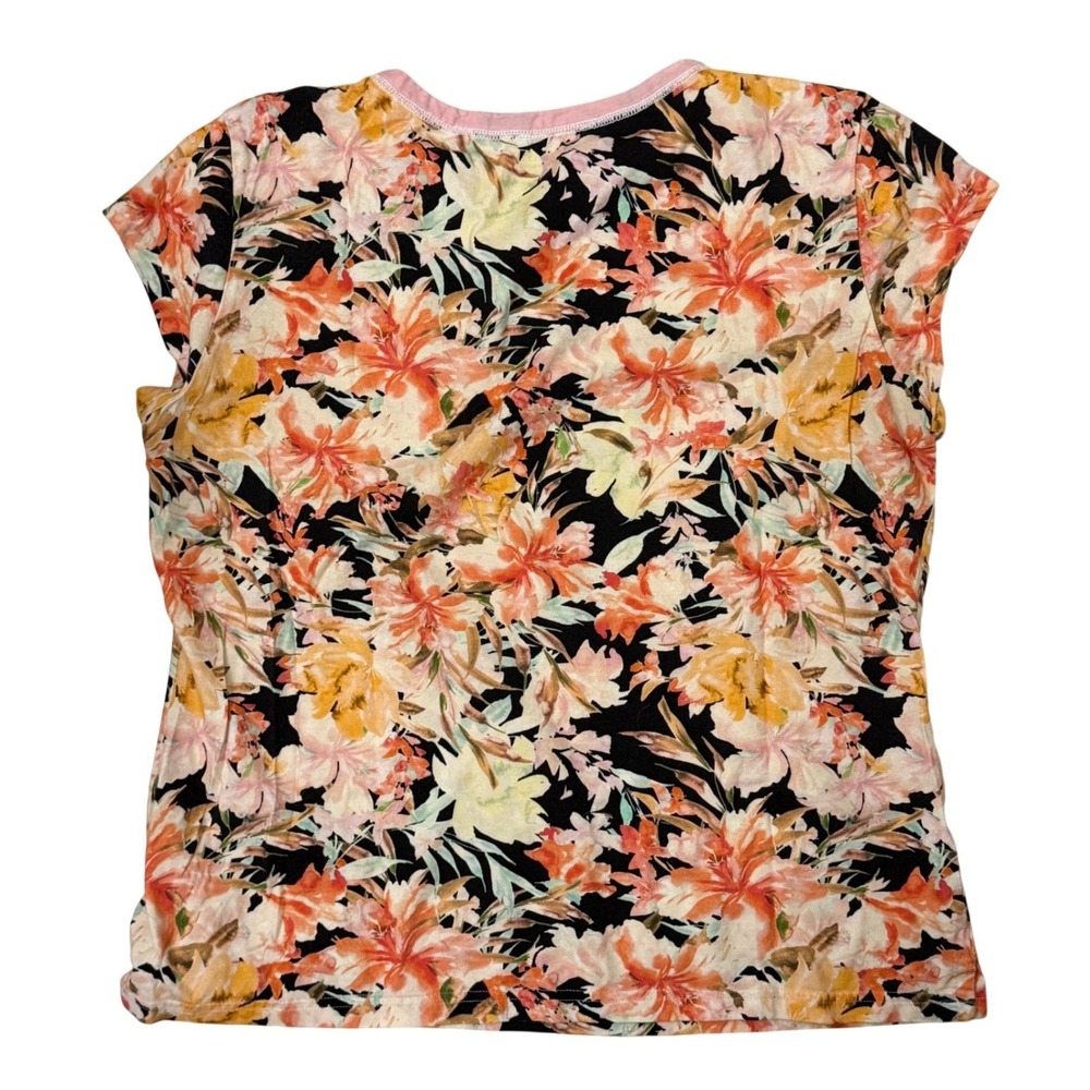 Garnet Hill S Asian Wrap Set 100% Cotton Organic Short & Top Pajamas Pink Floral - Picture 3 of 8